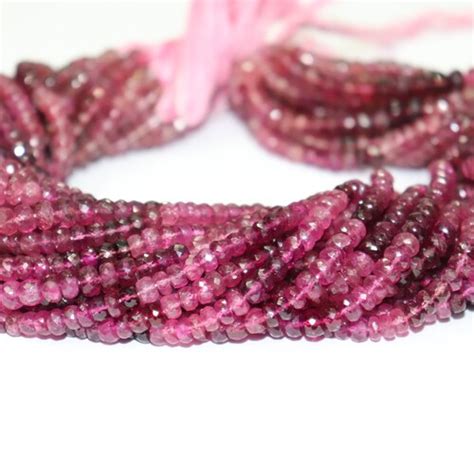 AAA Rubellite Faceted Rondelle Beads Pink Tourmaline Shaded Etsy