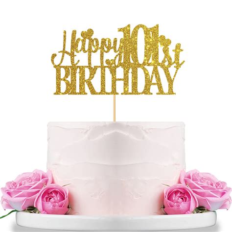 Buy Gold Glitter Happy 101st Birthday Cake Topper 101 Years Loved Cheers To 101 Years Birthday