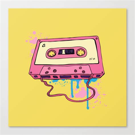 Buy Audio Cassette Oldschool Illustration Retro Cassette Tape Canvas Print By Katyau