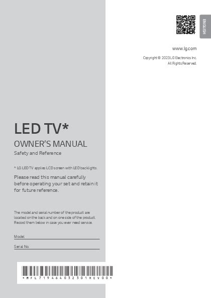 LG LED TV Owner's Manual: Safety, Specifications, and Support