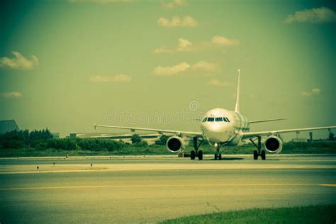 Airplane Ready To Take Off from Runway Stock Image - Image of holiday ...