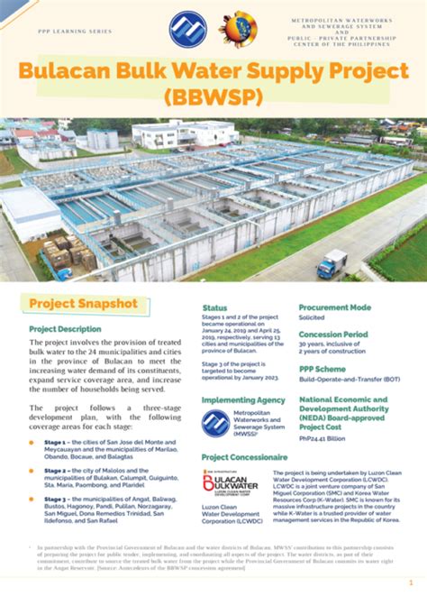 Ppp Learning Series Bulacan Bulk Water Supply Project Bbwsp Ppp Center