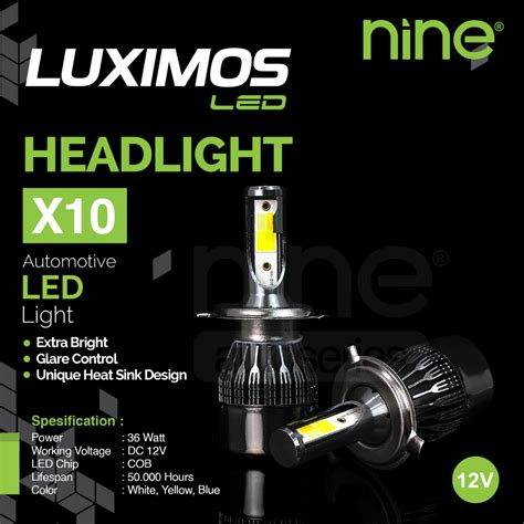 Jual LAMPU UTAMA MOBIL LED NINE LUXIMOS X10 H11 HB4 3 WARNA SUPER