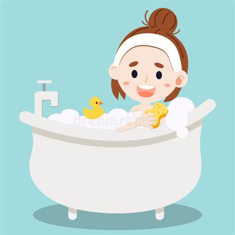 Enfant Prenant Le Bain Dans La Salle De Bains Illustration De Vecteur