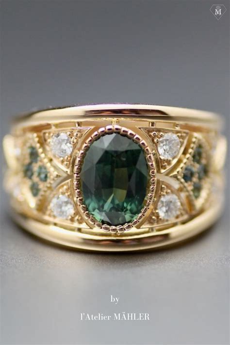 Bague de fiançailles saphir vert by l Atelier MÄHLER Bague joaillerie