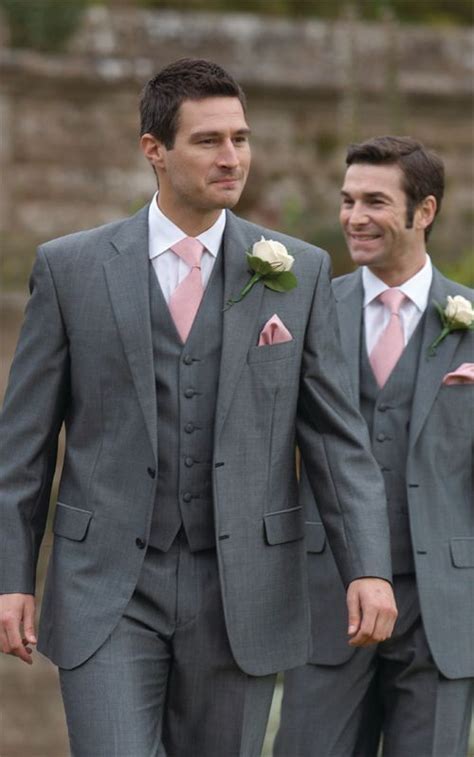 Dark Grey Suits And Light Pink Ties For A Contrast Weddingsuits Grey