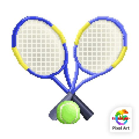 Pixel Art Tennis Rackets And Ball