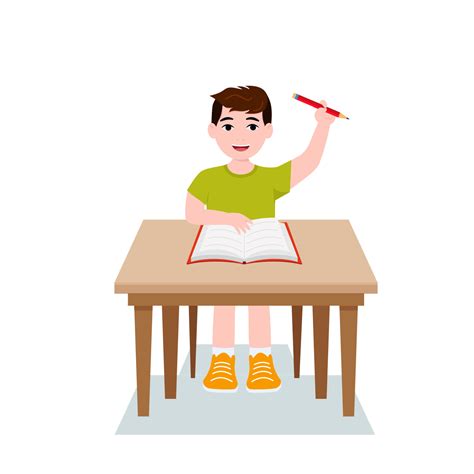 Boy Writing Homework Clipart