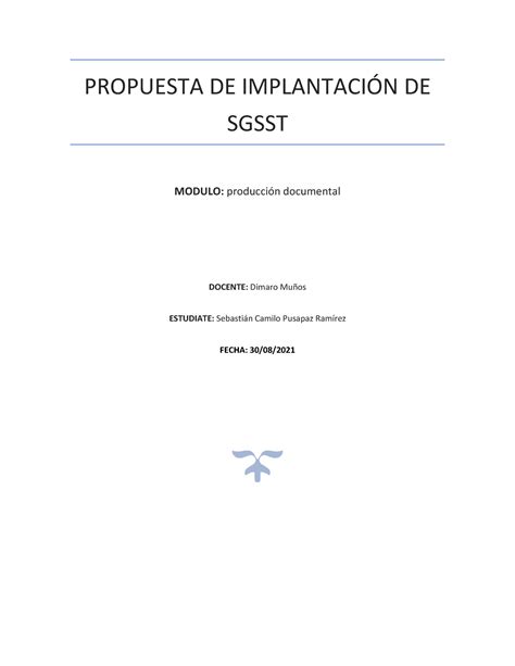 Propuesta De Implantaci N De Sgsst Propuesta De Implantacin De Sgsst