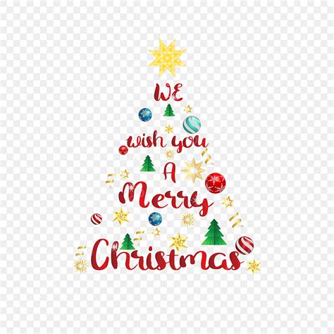 We Wish You Vector Hd Images, We Wish You A Merry Christmas Tree ...