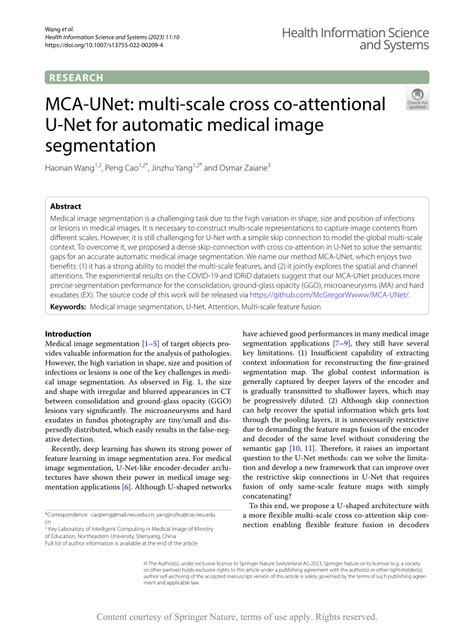 Mca Unet Multi Scale Cross Co Attentional U Net For Automatic Medical