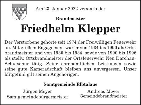 Das Trauerportal F R L Chow Dannenberg Todesanzeigen Friedhelm Klepper