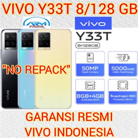 Jual Vivo Y33T 8 128 RAM 8GB ROM 128GB GARANSI RESMI Gold Kota