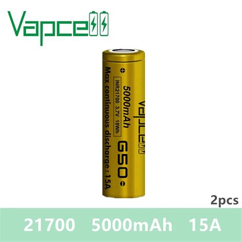 2pcs Vapcell Original 21700 Battery 5000mAh 15A G50 Battery