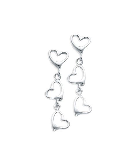 Sterling Silver Three Open Heart Dangle Earrings CI12FVDE9D1