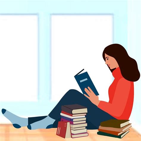 Ilustra O De Uma Mulher Lendo Um Livro Perto Da Janela Vetor Premium