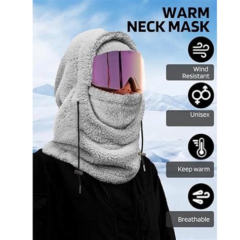 Ghchandk Sherpa Hood Ski Mask Over Helmet Windproof Plush Balaclava