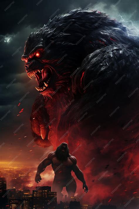 Premium AI Image | godzilla and kong vs an evil red kong in the middle ...