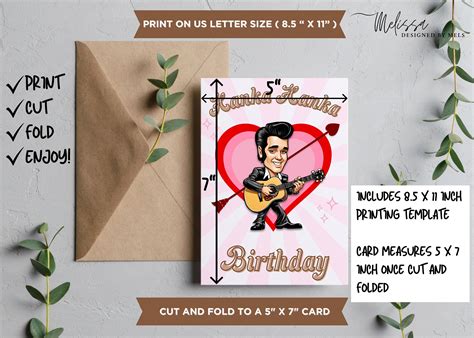 Elvis Presley Printable Birthday Card Elvis Hunka Hunka Happy Birthday Funny Birthday Card Elvis