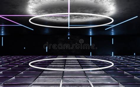 Sci Fi Industrial Cyber Futuristic Stage Blue Neon Led Lights Glowing