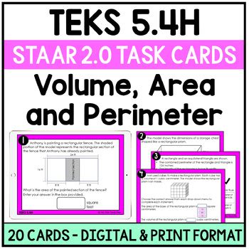 Teks H Volume Area And Perimeter Staar Task Cards By All Star