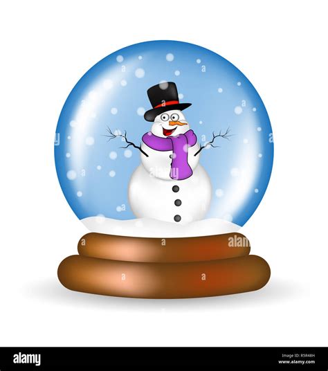 Christmas Snowglobe With Snowman Cartoon Design Icon Symbol For Card