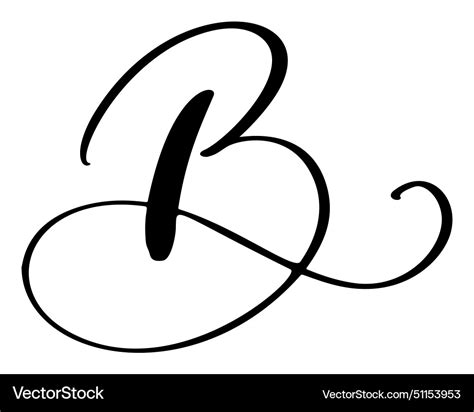 Hand Drawn Calligraphy Letter B Script Royalty Free Vector