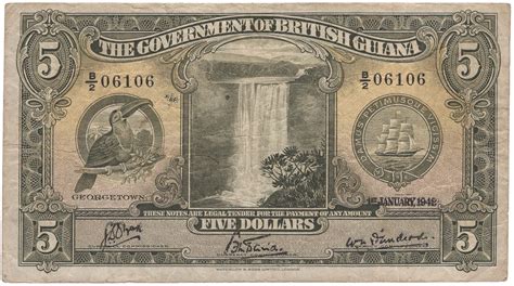 5 Dollars Government Issue Guyana Numista