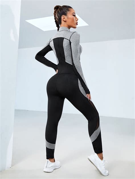 SHEIN Sport Studio 2pcs Fitness Yoga Suit Gym Outfits Set Contrast