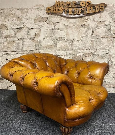 Tetrad Oskar Chesterfield Club Chair Tan Buffalo Hide Leather