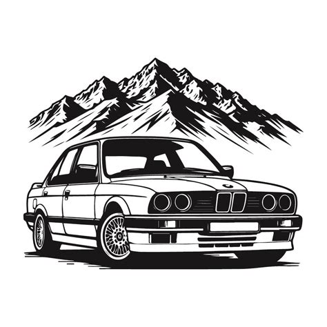 Free Bmw E Car Vector Svg Black And White Svg Vector File For Laser