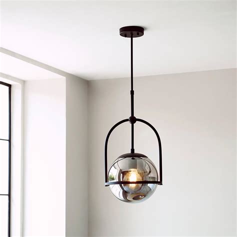 Modern Single Globe Smoked Black Glass Ceiling Light Stillorgan Decor