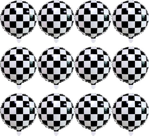 Amazon 12 Pcs Black White Checkered Balloons 18 Inch Big Black