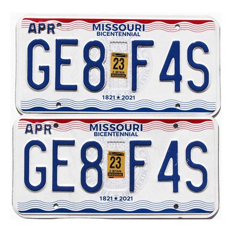 2023 Missouri Pair #GE8F4S | Show-Me State License Plates