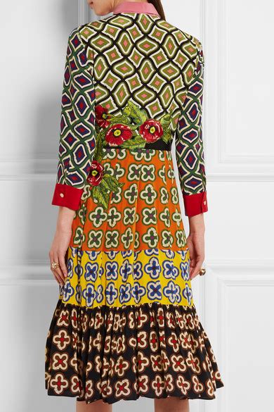 Gucci Appliquéd Printed Silk Dress Net A Porter Com