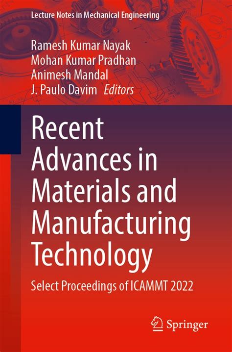 Lecture Notes In Mechanical Engineering Recent Advances In Materials