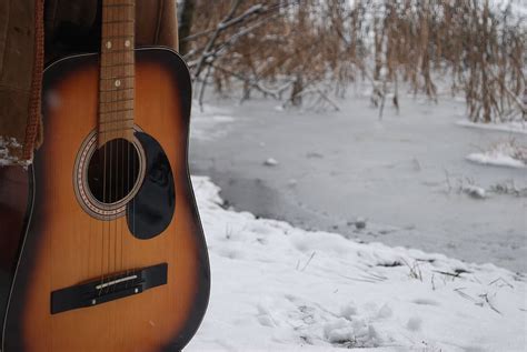 Hd Wallpaper Guitar Winter Music Snow Instrument Musical