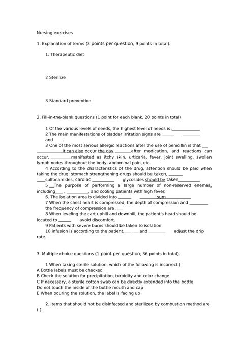 Nursing Exercises Nrs110 Nursing Exercises 1 Explanation Of Terms 3