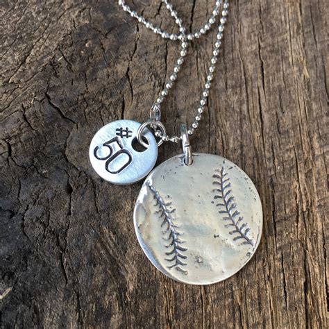 Sterling Silver Baseball Softball Necklace With Hand Stamped