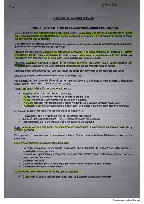 Primer Parcial Operaciones Gestión de las Operaciones Studocu