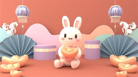 Premium Photo 3d Rendered 2023 Chinese New Year Of Rabbit