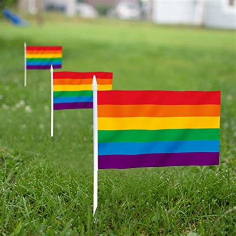 Anley Rainbow Gay Pride Mini Flag 12 Pack Hand Held Small Miniature