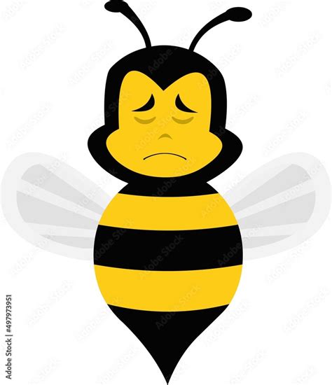 Vector illustration of a cartoon bee with a sad expression Stock Vector ...