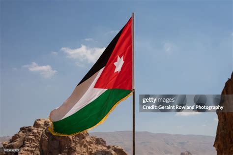 Petra Jordan Flag High Res Stock Photo Getty Images