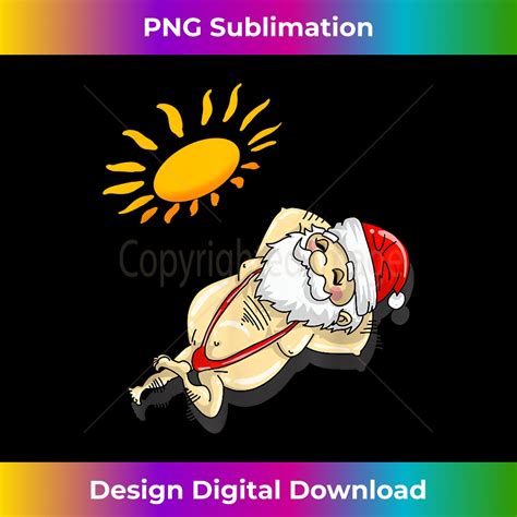 Funny Santa Sunbathing Red Mankini Cool Beach Summer Gift - | Inspire ...