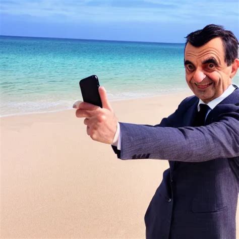 Krea Mr Bean Taking A Selfie On The Beach