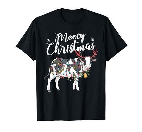 Cow Christmas Shirt Funny Mooey Xmas Lights T Shirt Walmart