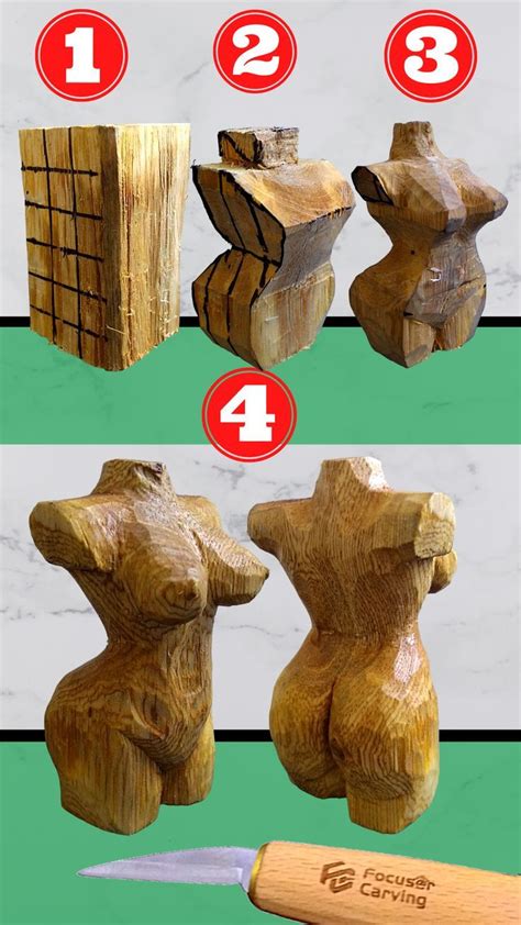 4 Steps For Carve Woman Body Carving A Female Body Easy Whittling And Wood Carving For Beginners