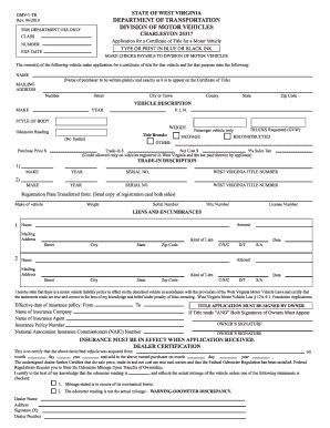 Fillable Online Fleet Wv DMV 1 TR Certificate For Title Of Motor