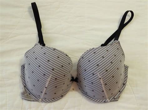 Victorias Secret Bra Lined Demi 34dd Black And White Polka Dots